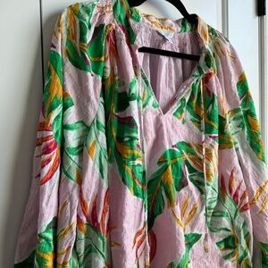 Crown & Ivy 100% Cotton Tropical Floral Blouse 3X